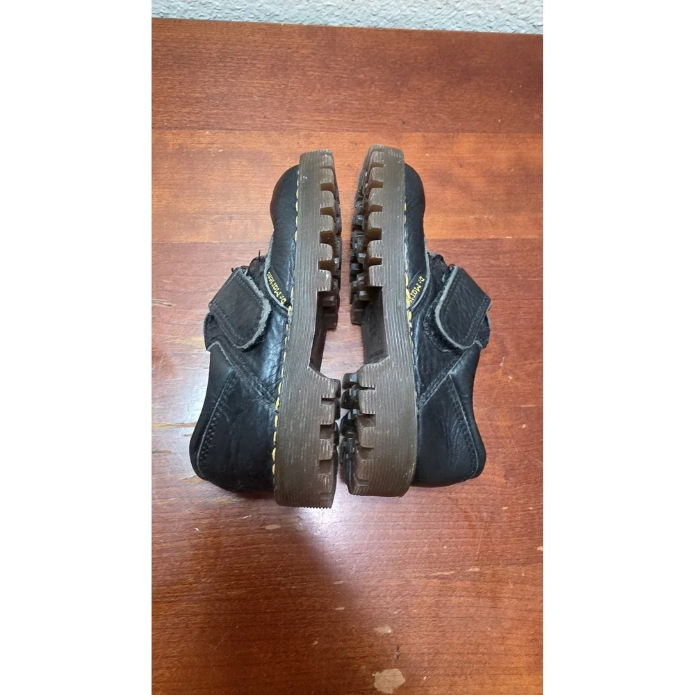 Dr. Martens Shoes Toddler 6 Black Leather Made in England Hook Loop Vintage Lug